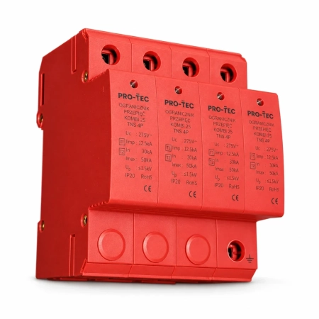 Protec TNS 4P 3214040 — ogranicznik przepięć AC typu 1+2 kombi, 12,5 kA na biegun Protec TNS 4P 3214040 — ogranicznik przepięć AC typu 1+2 kombi, 12,5 kA na biegun