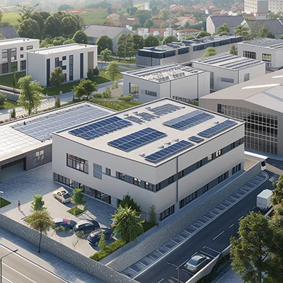Zakład produkcyjny z instalacją na dachu